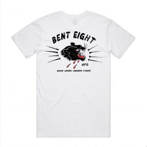 Bent 8 Mfg Tooth and Nail design on white t-shirt